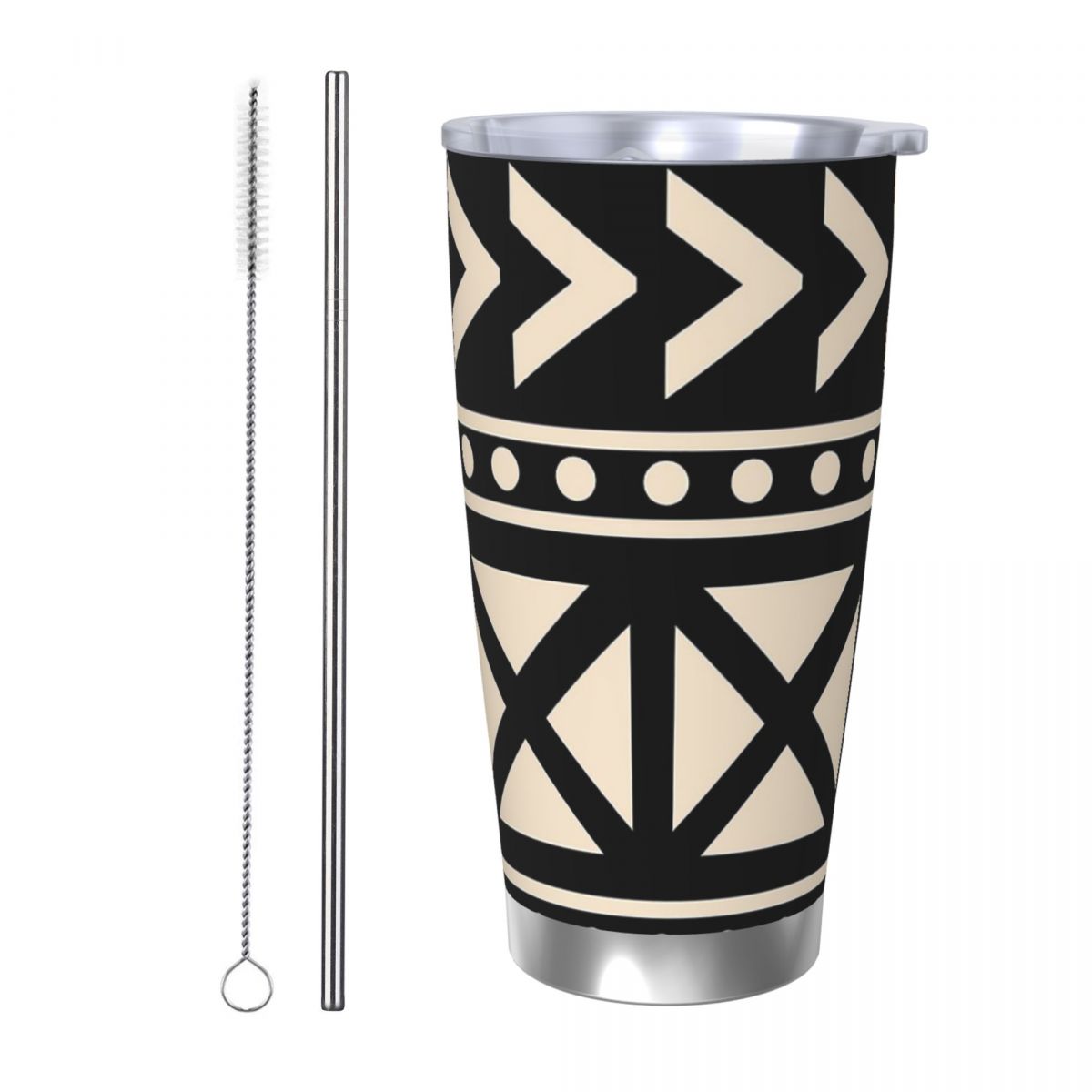 Tumbler 20Oz White - Африканская грязевая ткань, черно-белый трендовый стакан