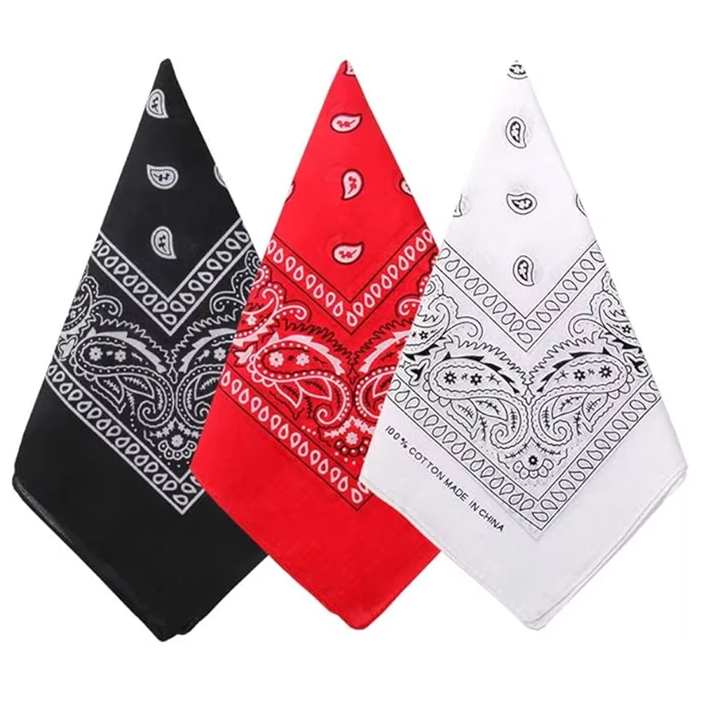 Bandana Blank White - Хип-хоп ковбойский шарф с узором пейсли,