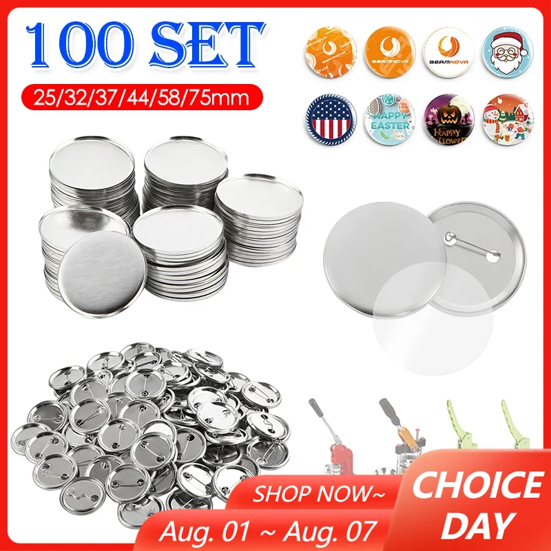 Button Badge Blank - 100 комплектов пустых бейджей, изготовленных кнопок,