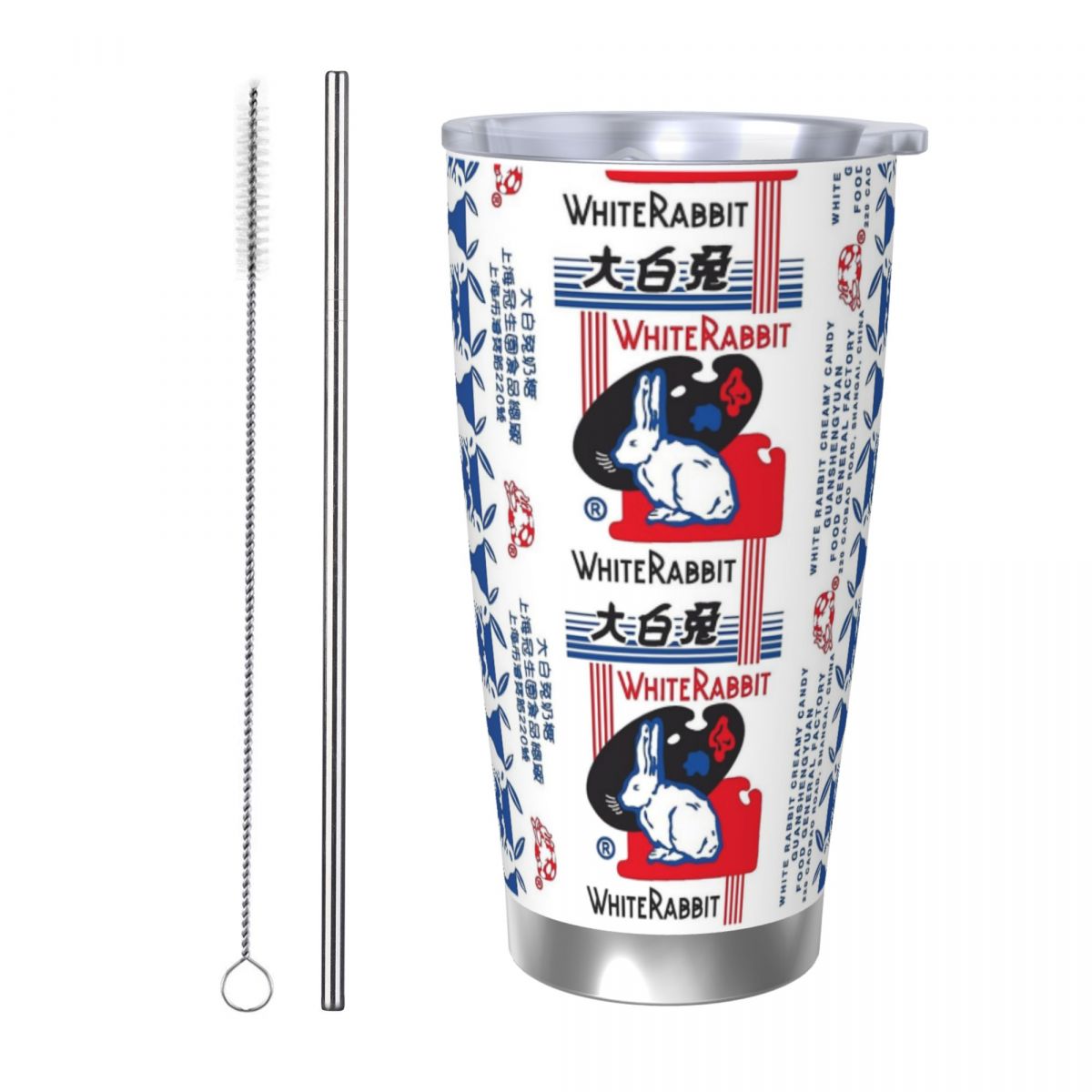 Tumbler 20Oz White - Белый кролик, конфеты, стакан из нержавеющей