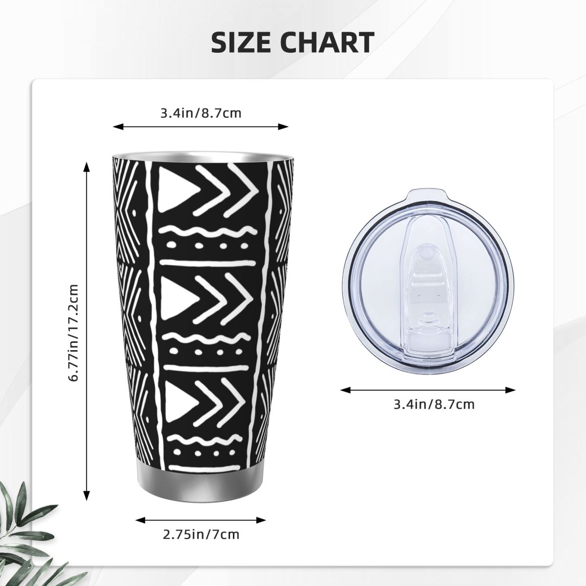 Черно-белый африканский племен – обзор и цена Tumbler 20Oz White